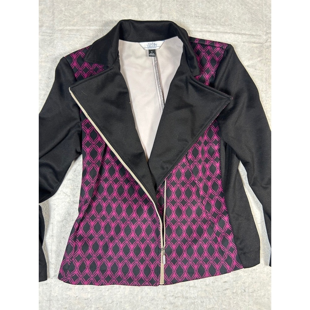 Napa Valley‎ Francisca Women's Black Pink Geometric Print Zipper jacket Size 6